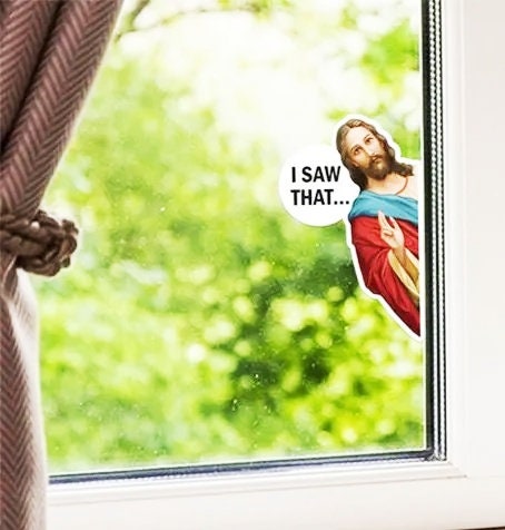 5 pack of Jesus-I Saw That Vinyl Decal Waterproof Stickers (For Laptops, Cars, Windows, Bottles, Books etc)