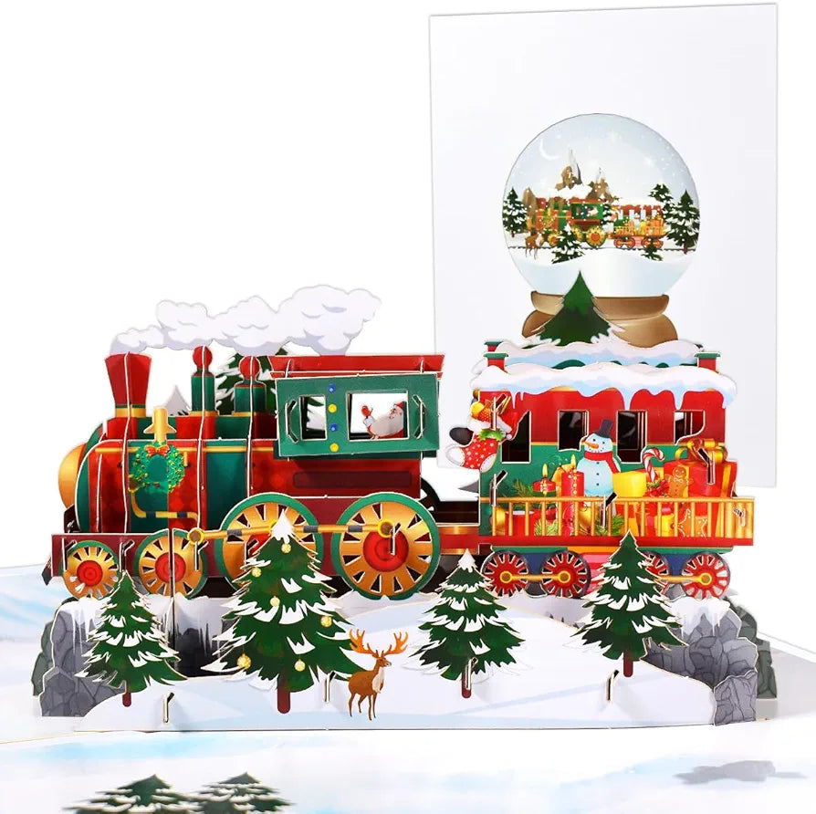 Beautifully Crafted Christmas Train Pop Up Card