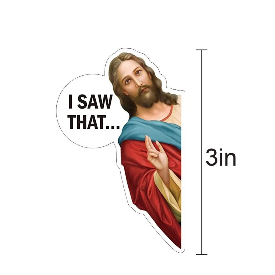 5 pack of Jesus-I Saw That Vinyl Decal Waterproof Stickers (For Laptops, Cars, Windows, Bottles, Books etc)