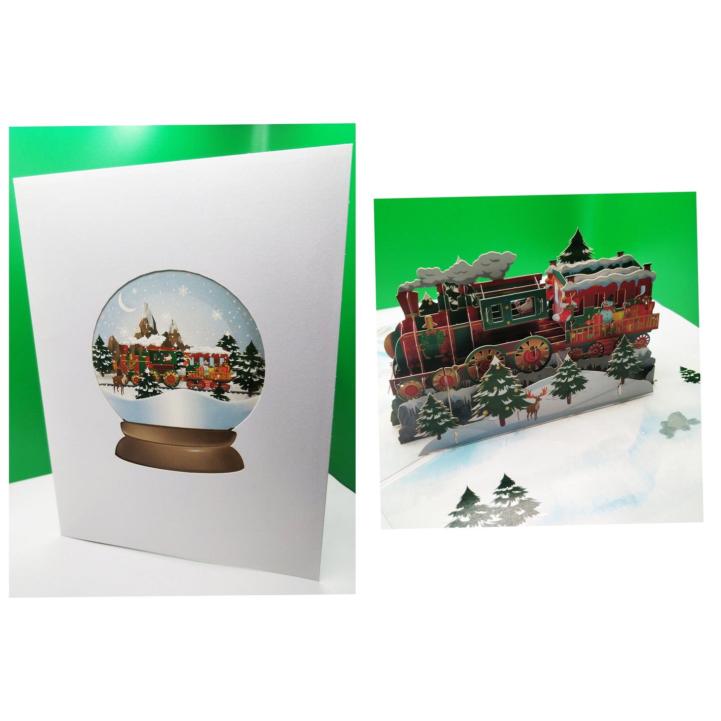 Beautifully Crafted Christmas Train Pop Up Card
