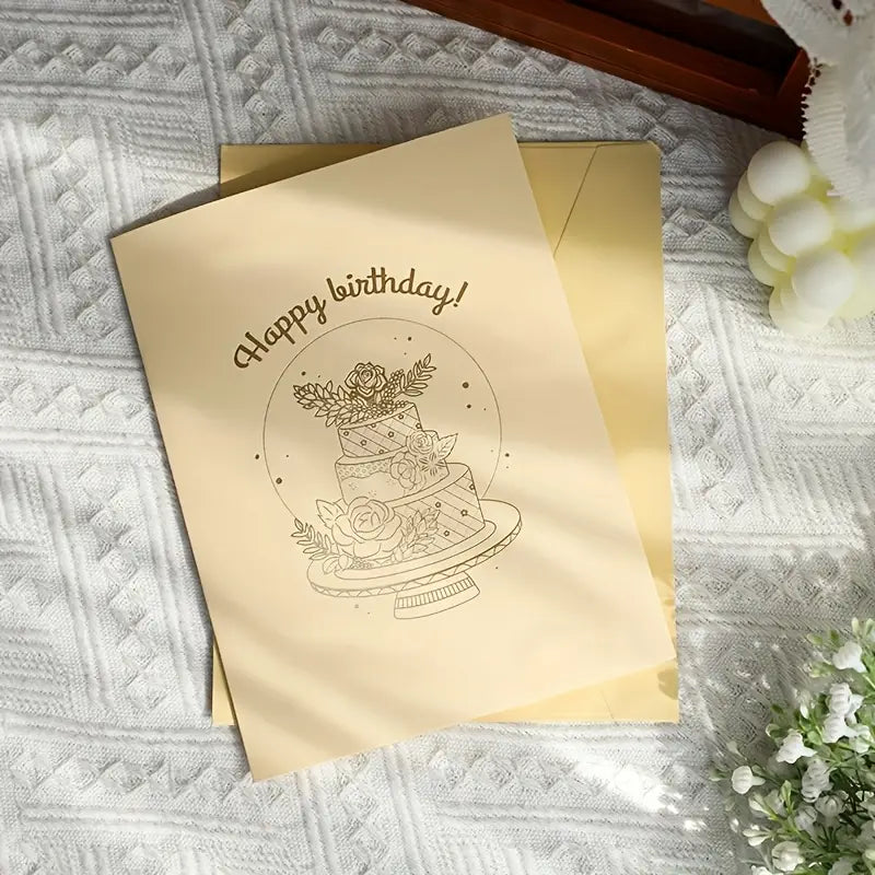 Amazing Beautiful Elegant Happy Birthday 3D Pop Up Cake Greeting Card