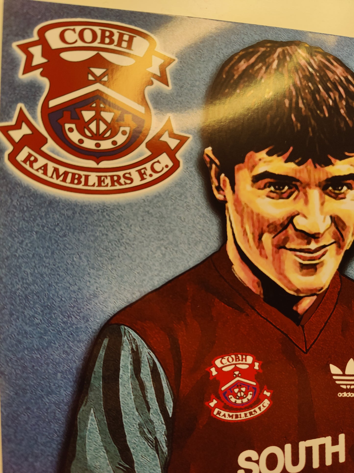 Roy Keane High Quality Art Print of his Cobh Ramblers Playing Days with a print copy of his autograph