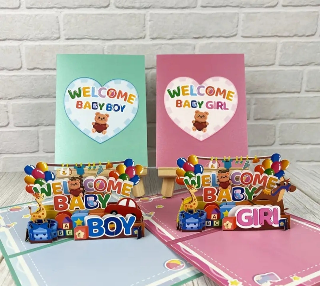 Welcome Baby Boy New Born beautifully crafted Pop Up Card