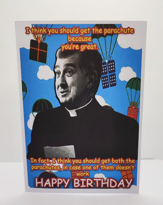 Funny Father Ted Parachute Birthday Card