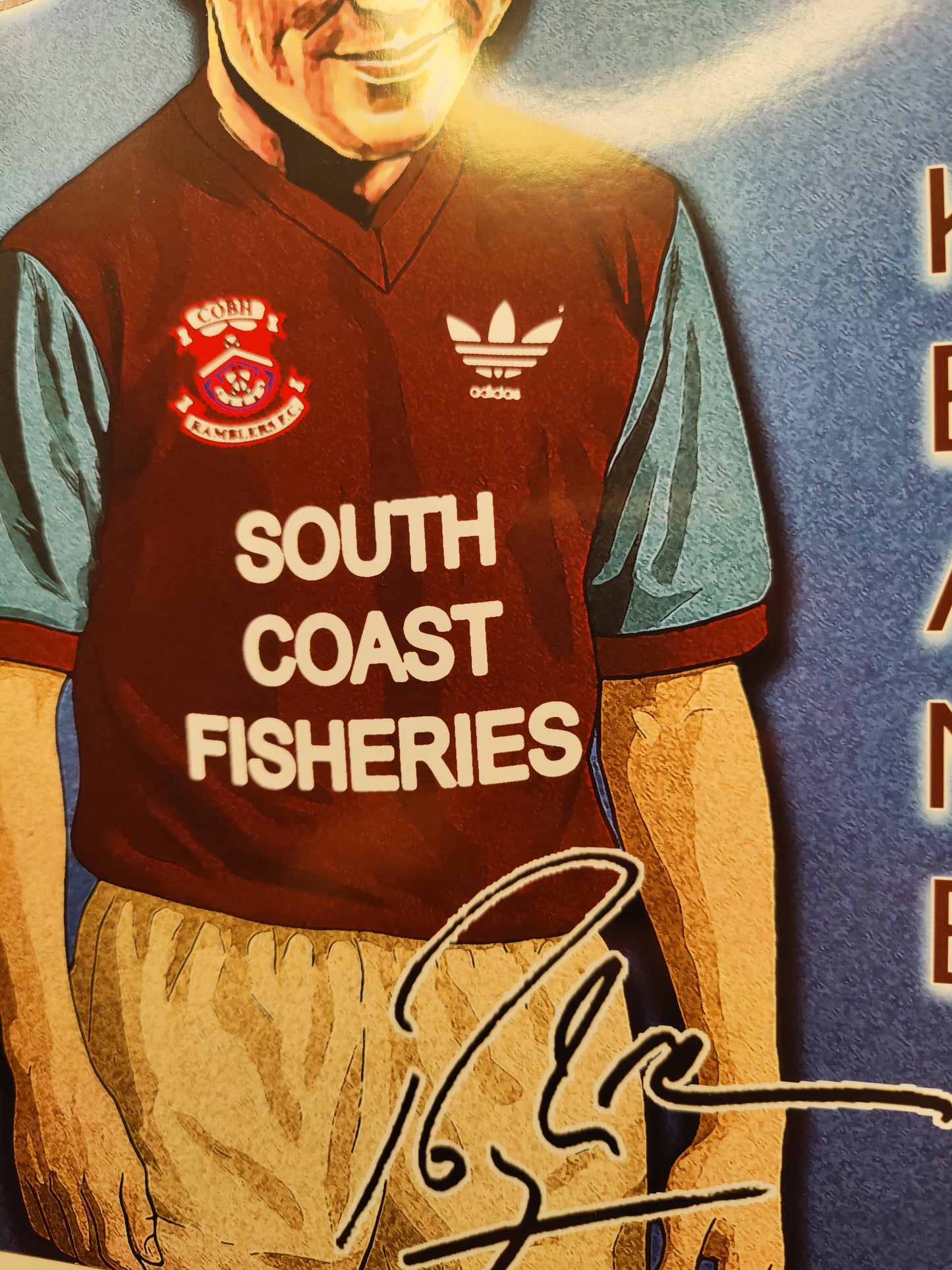 Roy Keane High Quality Art Print of his Cobh Ramblers Playing Days with a print copy of his autograph