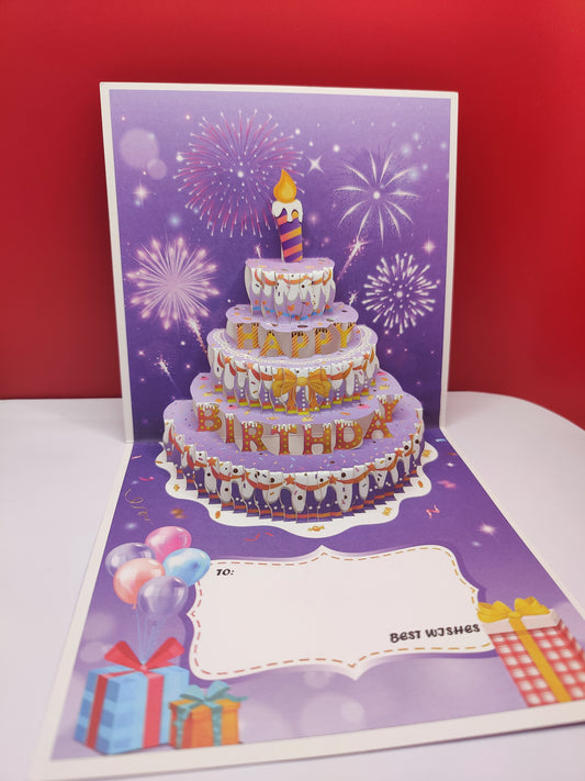 Beautiful Happy Birthday Pop Up Birthday Cake Celebration Card