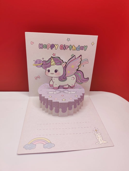 3D Happy Birthday Unicorn Pop Up Card