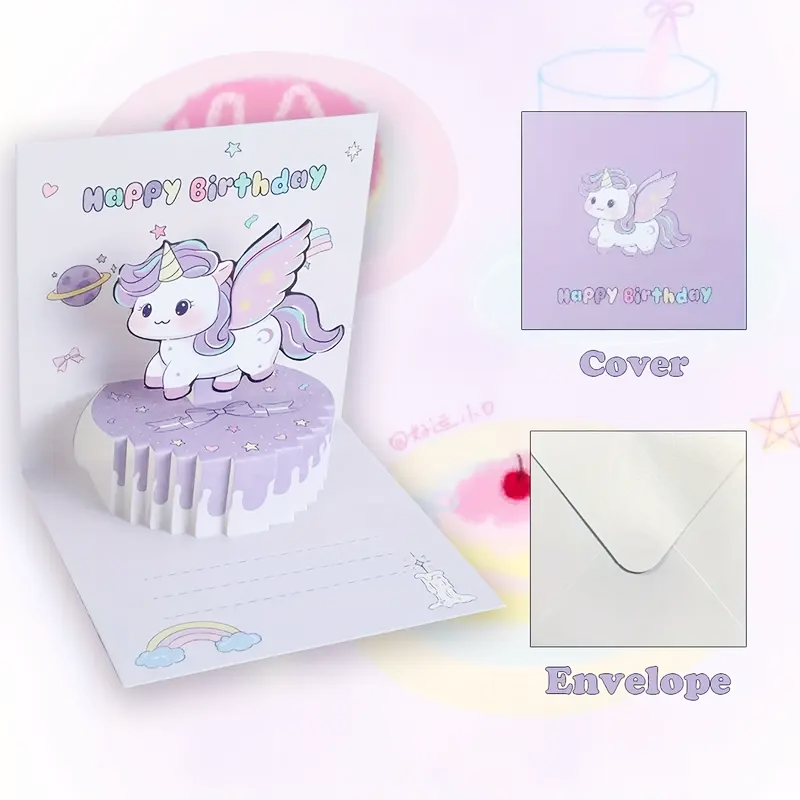 3D Happy Birthday Unicorn Pop Up Card