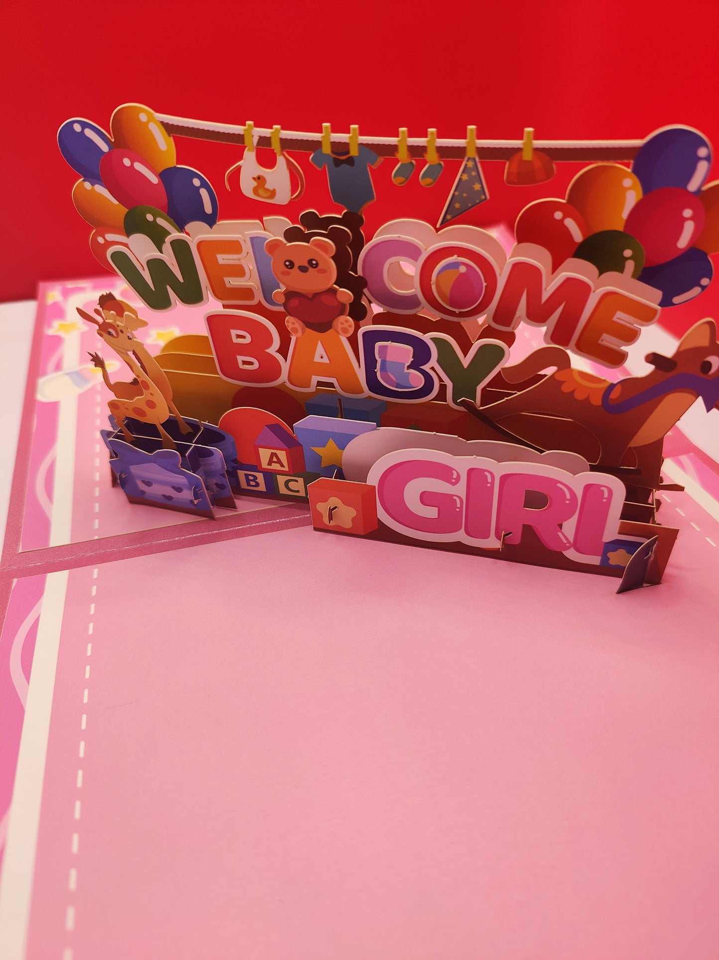 Welcome Baby Girl New Born beautifully crafted Pop Up Card