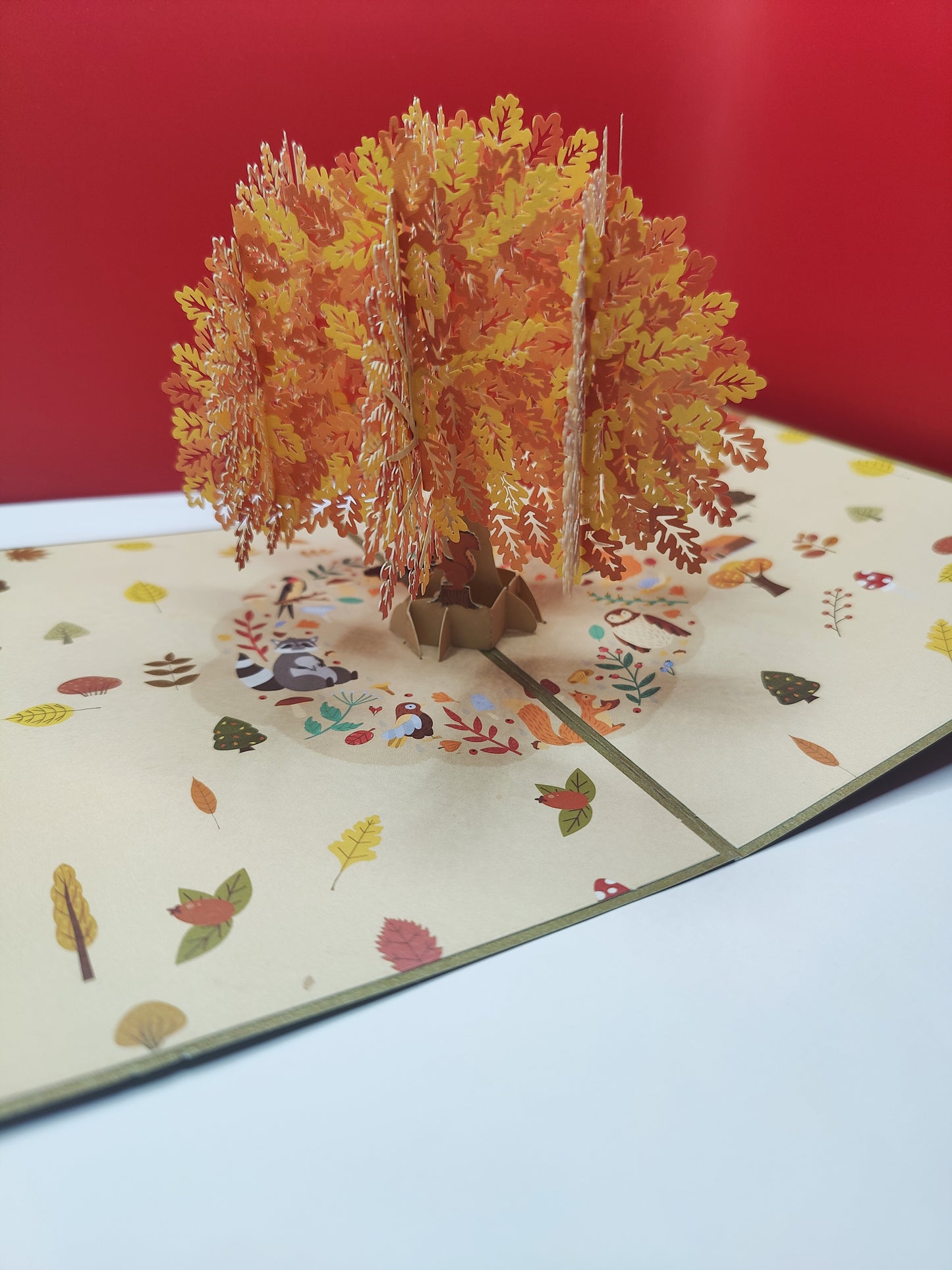 Beautiful Pop Up Autumn Tree Greeting Card with Squirrel