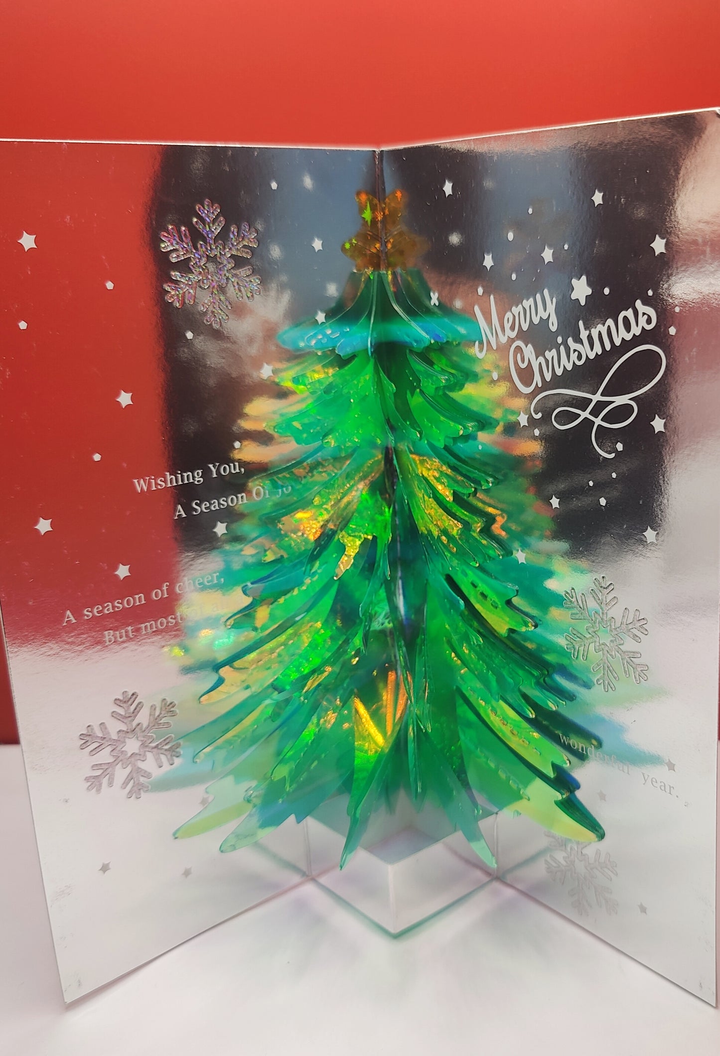 Beautifully Crafted Sparkling Christmas Tree-- Pop Up Christmas Greeting Card