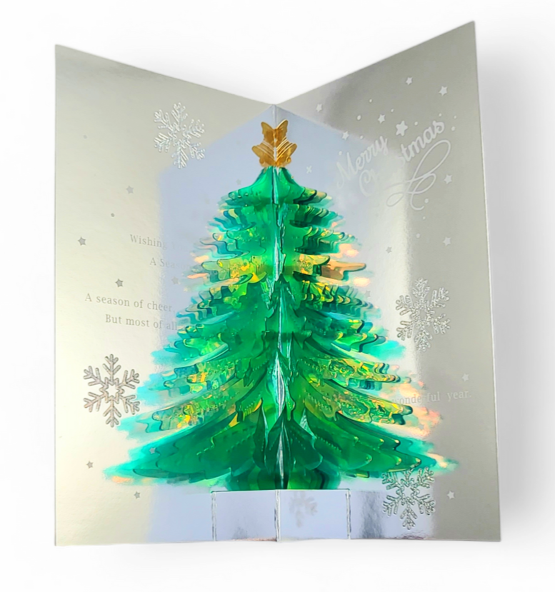 Beautifully Crafted Sparkling Christmas Tree-- Pop Up Christmas Greeting Card