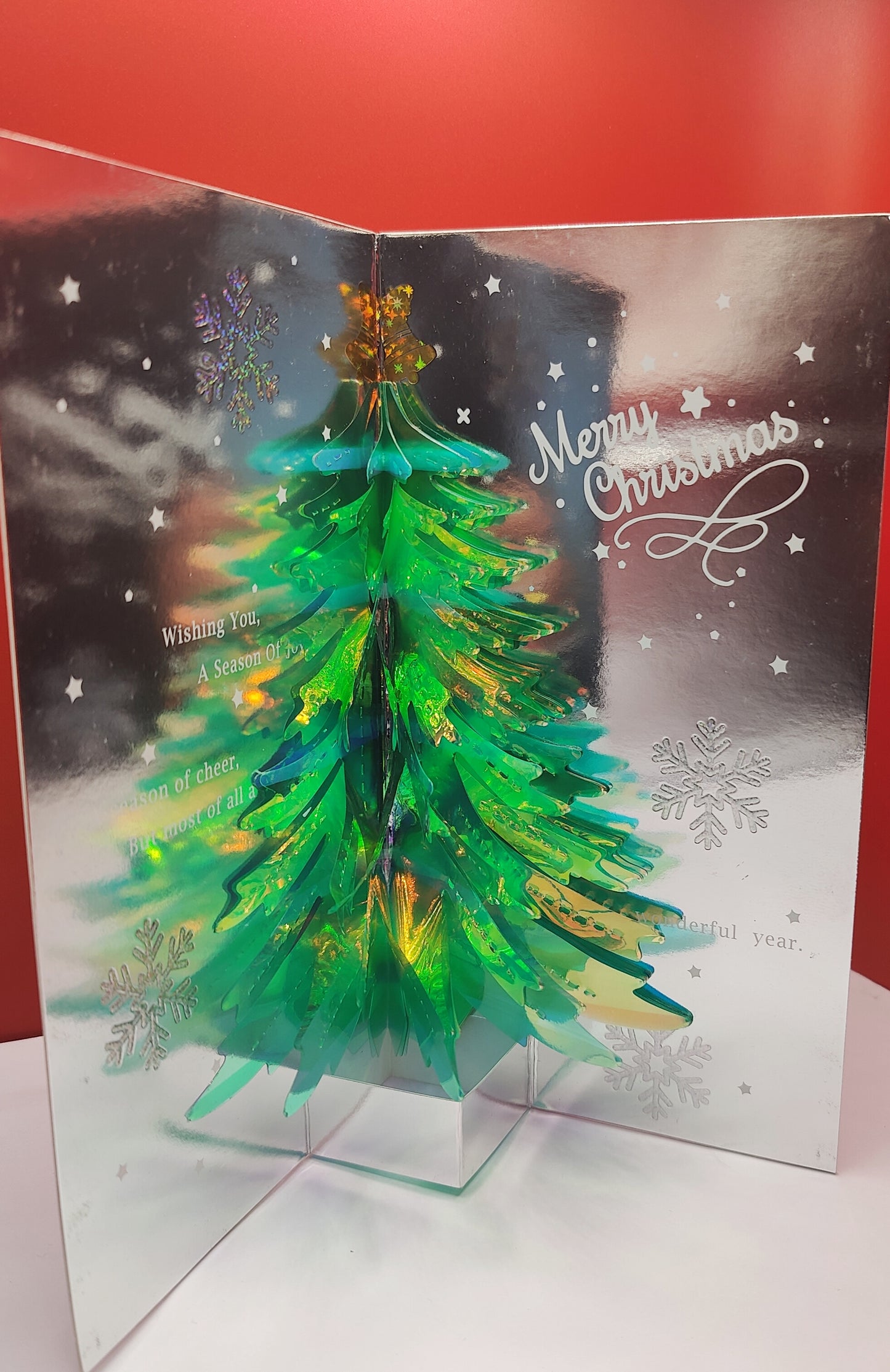 Beautifully Crafted Sparkling Christmas Tree-- Pop Up Christmas Greeting Card