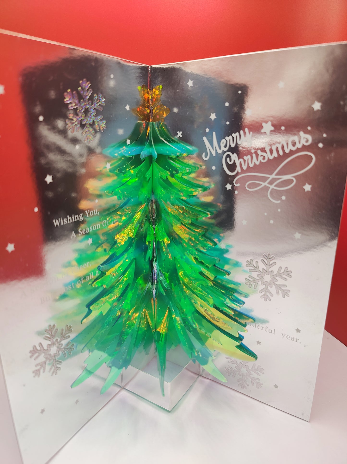 Beautifully Crafted Sparkling Christmas Tree-- Pop Up Christmas Greeting Card