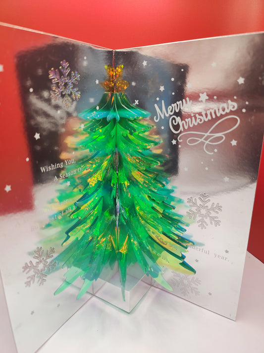Beautifully Crafted Sparkling Christmas Tree-- Pop Up Christmas Greeting Card