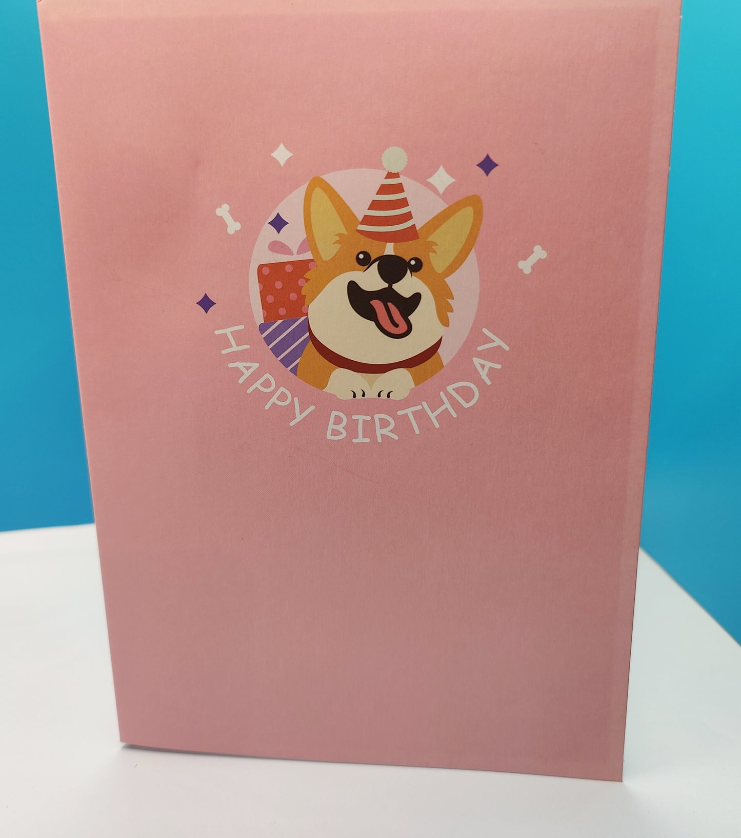 Happy Birthday 3D Pop Up Party Corgi Dog Greeting Card. (Ideal for dog lovers)