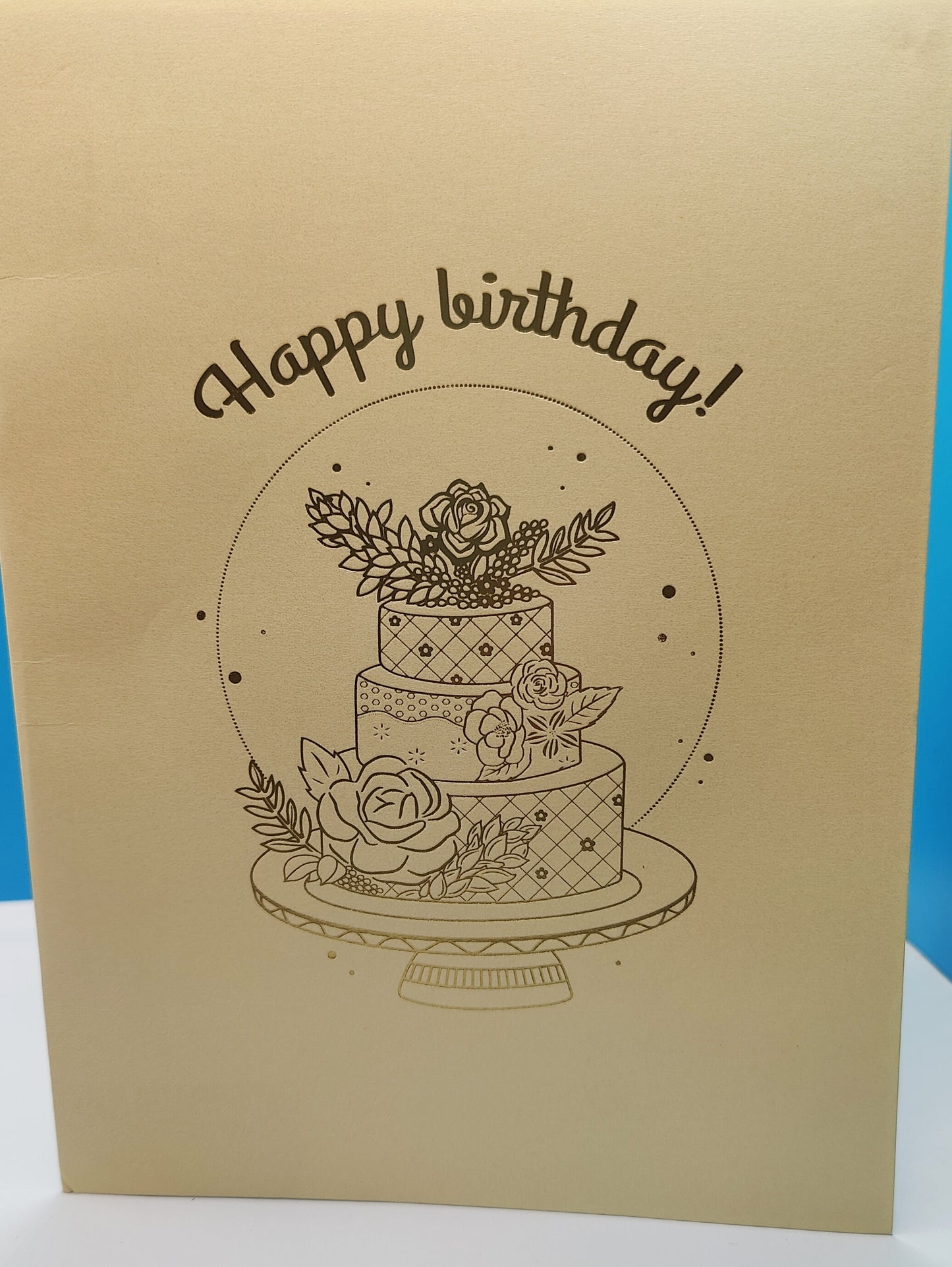 Amazing Beautiful Elegant Happy Birthday 3D Pop Up Cake Greeting Card