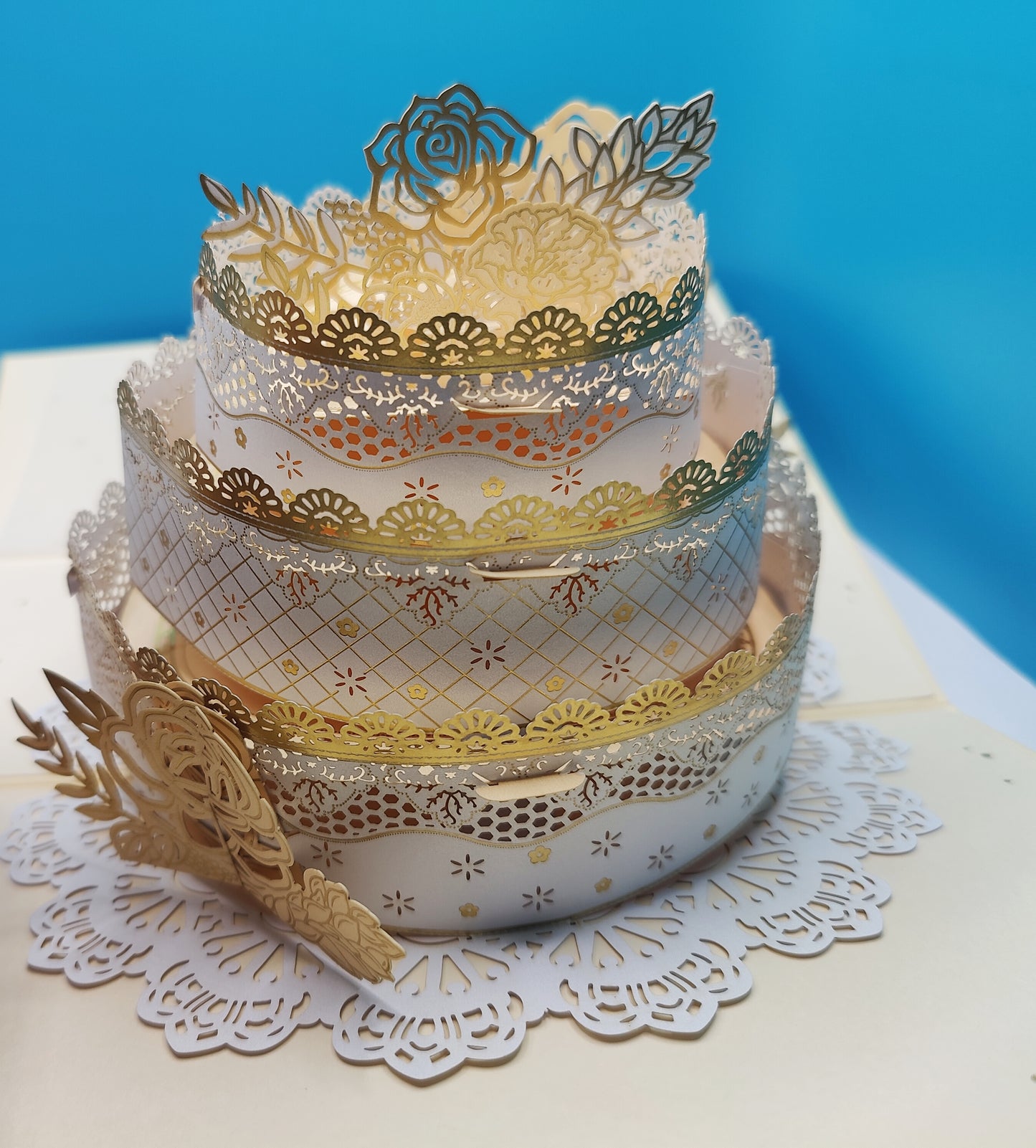 Amazing Beautiful Elegant Happy Birthday 3D Pop Up Cake Greeting Card