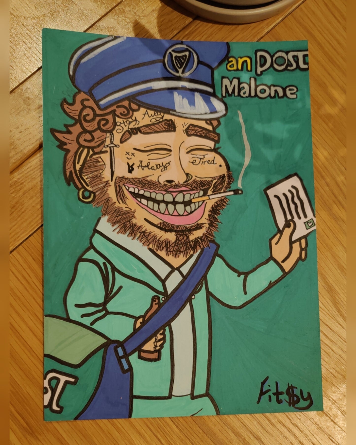 Original Painting of An Post Malone by Irish Artist Fitzy
