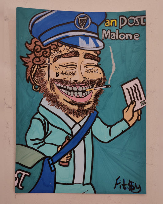 Original Painting of An Post Malone by Irish Artist Fitzy