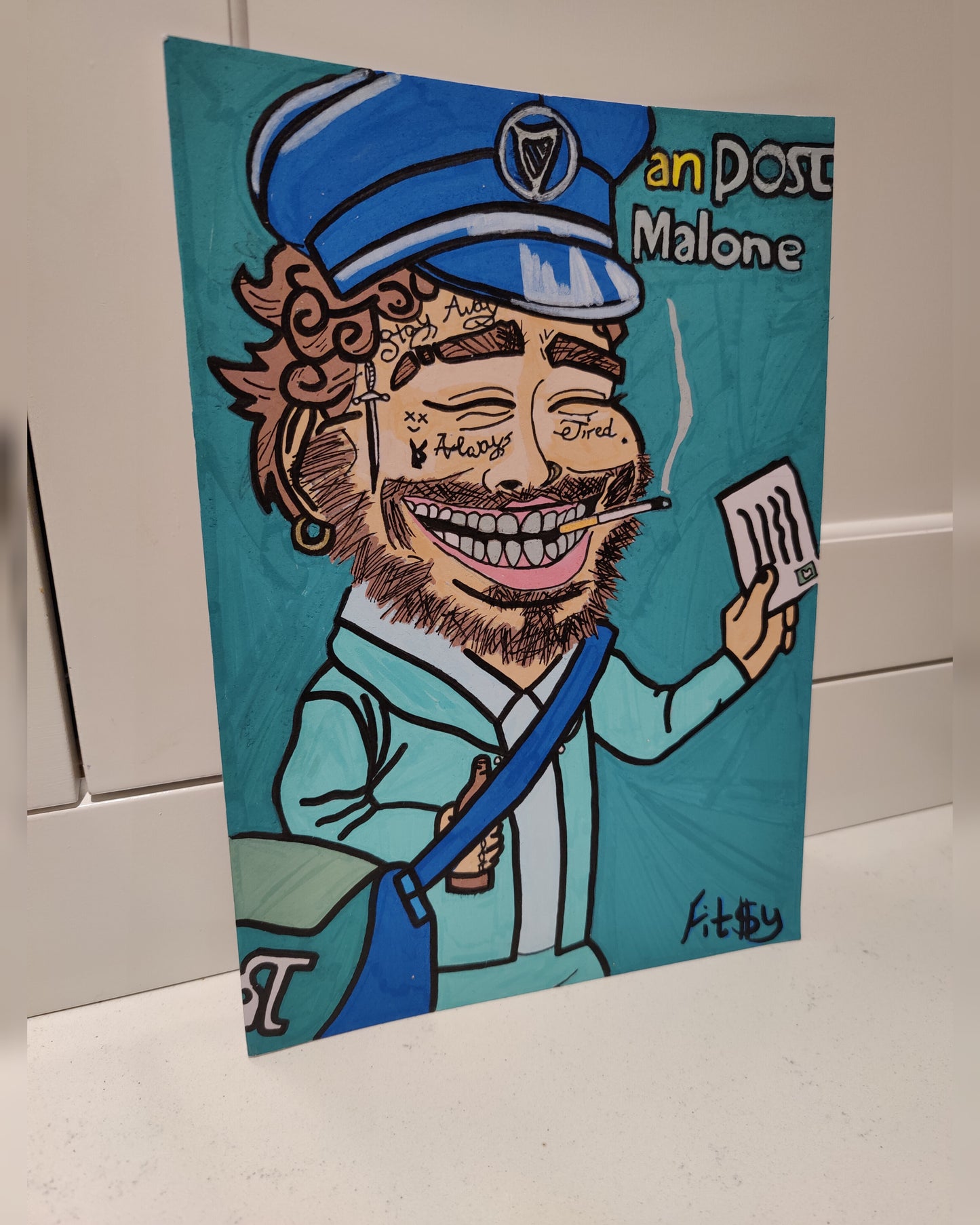 Original Painting of An Post Malone by Irish Artist Fitzy