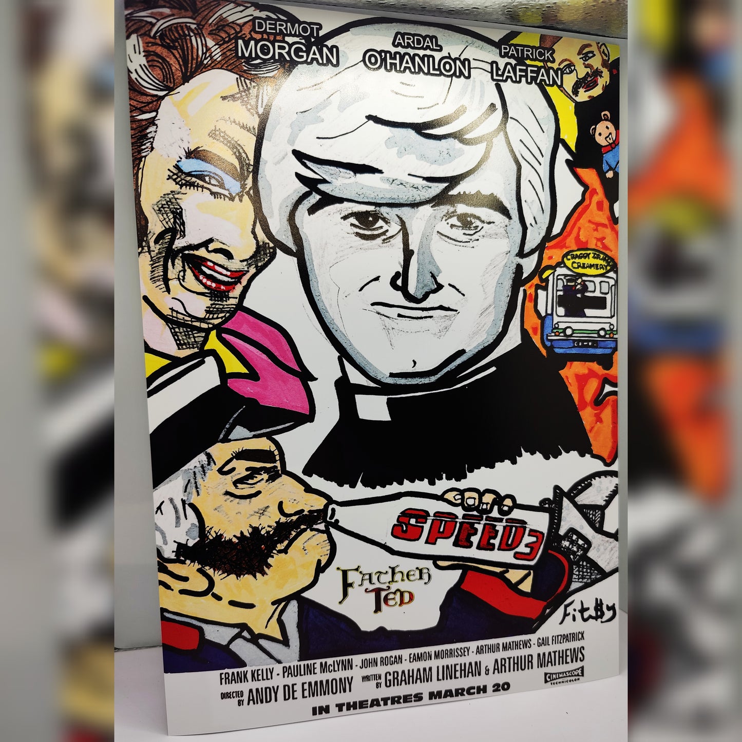 Father Ted Speed 3 Movie Poster by Irish Artist Fitzy- High Quality A4 Print with Luster Finish