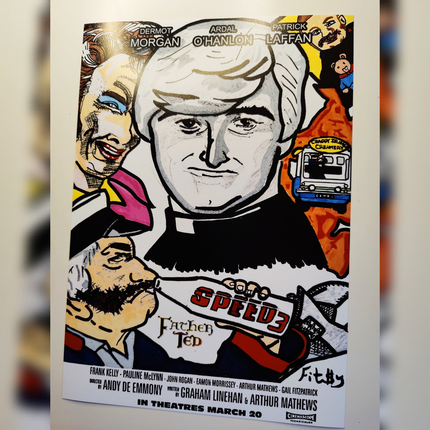 Father Ted Speed 3 Movie Poster by Irish Artist Fitzy- High Quality A4 Print with Luster Finish
