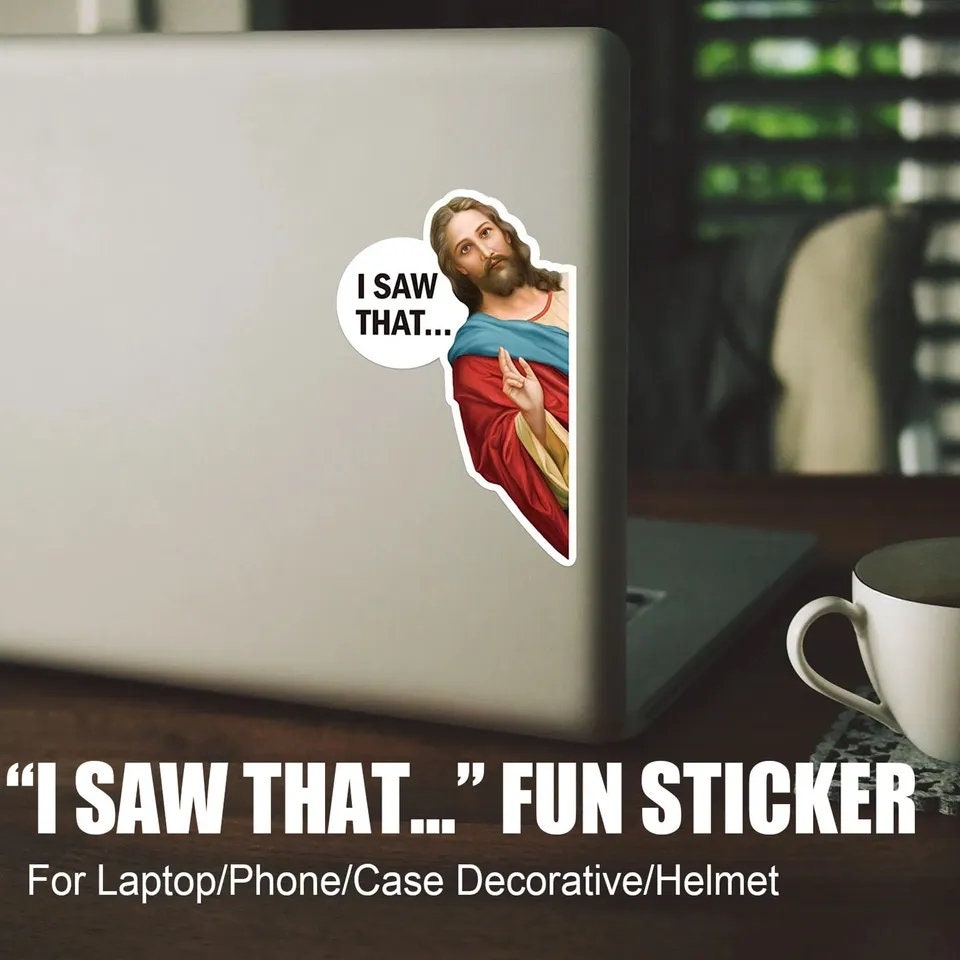 5 pack of Jesus-I Saw That Vinyl Decal Waterproof Stickers (For Laptops, Cars, Windows, Bottles, Books etc)