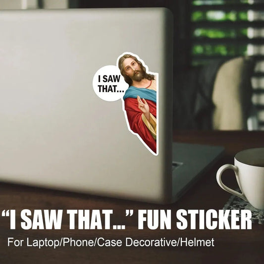 5 pack of Jesus-I Saw That Vinyl Decal Waterproof Stickers (For Laptops, Cars, Windows, Bottles, Books etc)