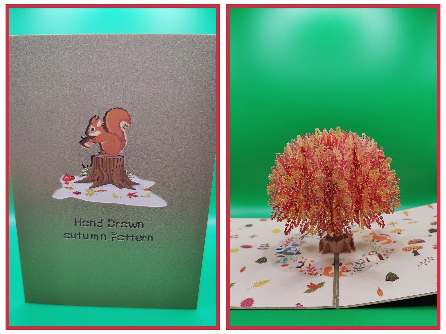 Beautiful Pop Up Autumn Tree Greeting Card with Squirrel