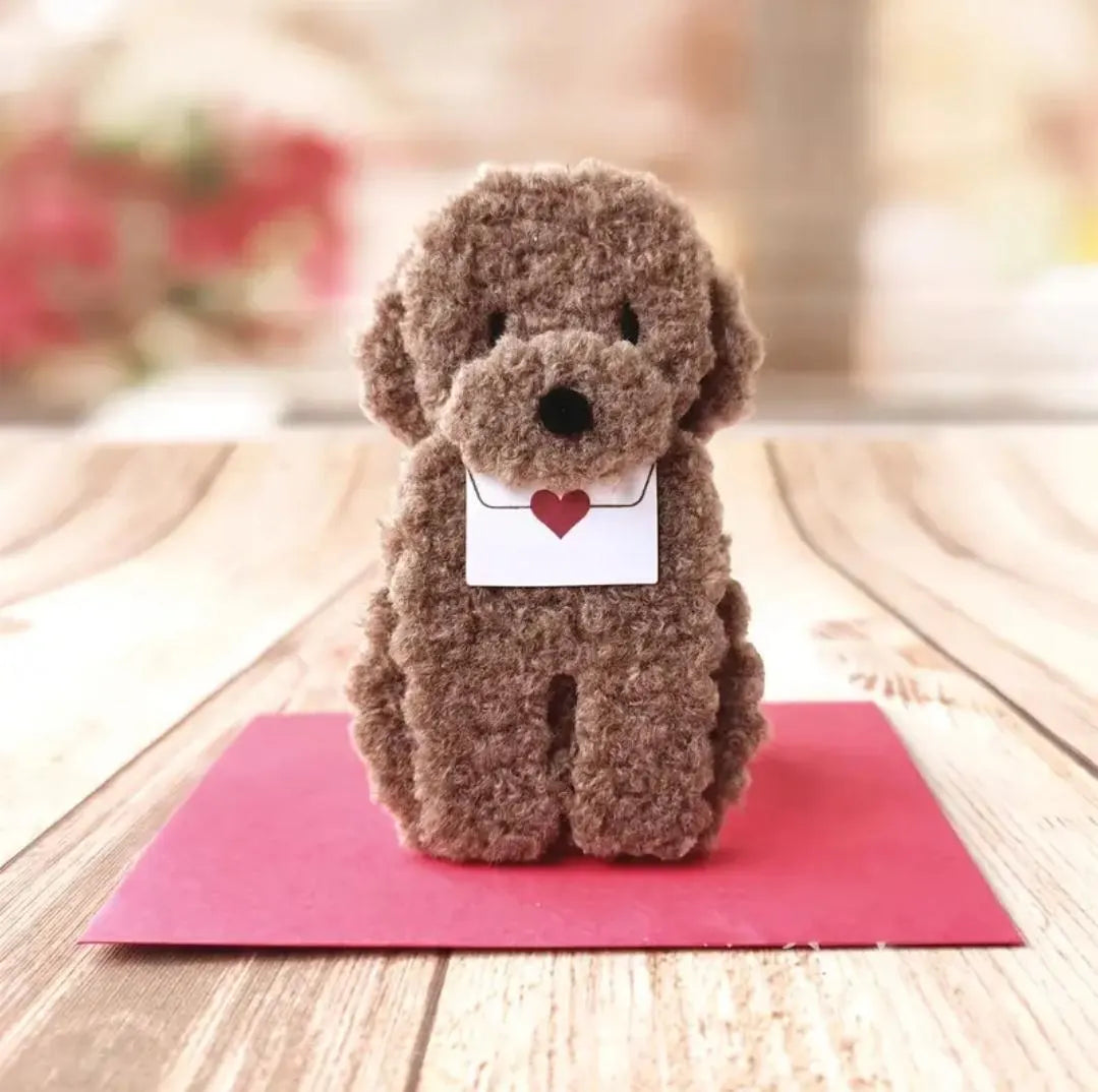 Adorable Fluffy 3D Cute Heart Dog Greeting Card-- Ideal for Birthdays, Thank You Cards, Anniversary Cards,  Mother's/Father's Day, Valentine