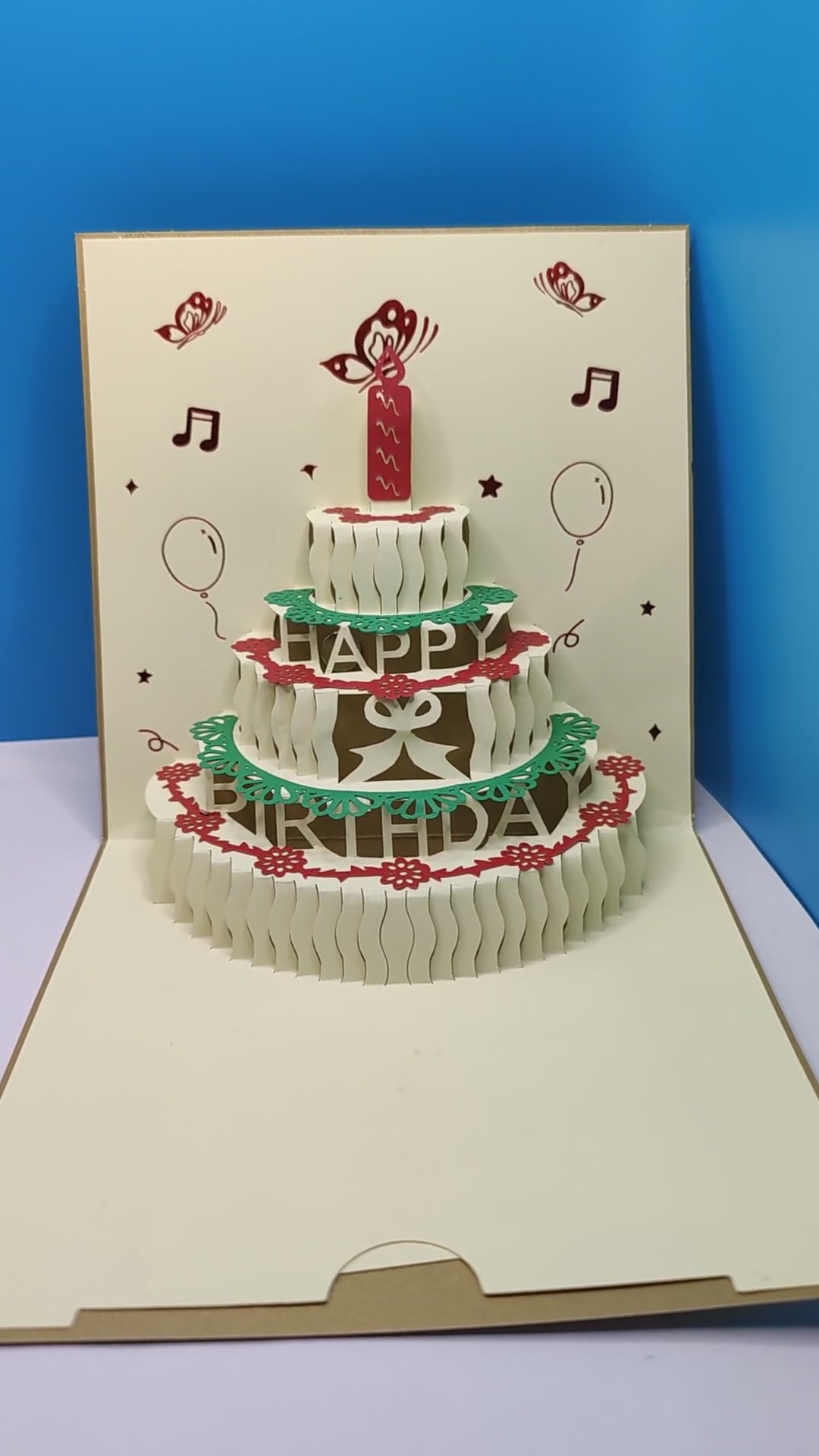 Musical Pop Up 3D Birthday Cake Greeting  Card -- Happy Birthday