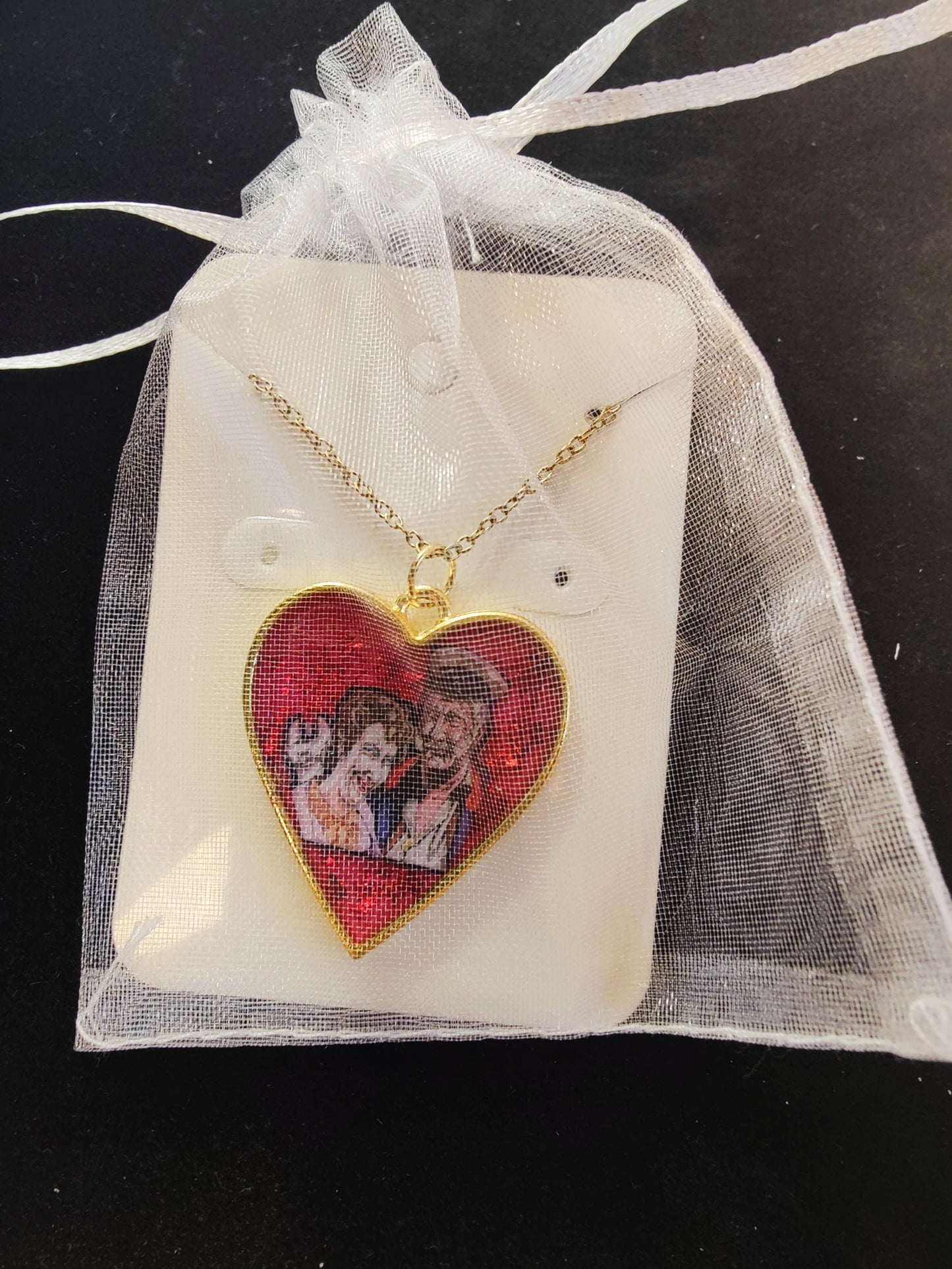 Beautiful Handcrafted Mrs Doyle and Pat Mustard (Father Ted)  Heart Shaped Pendant and Chain