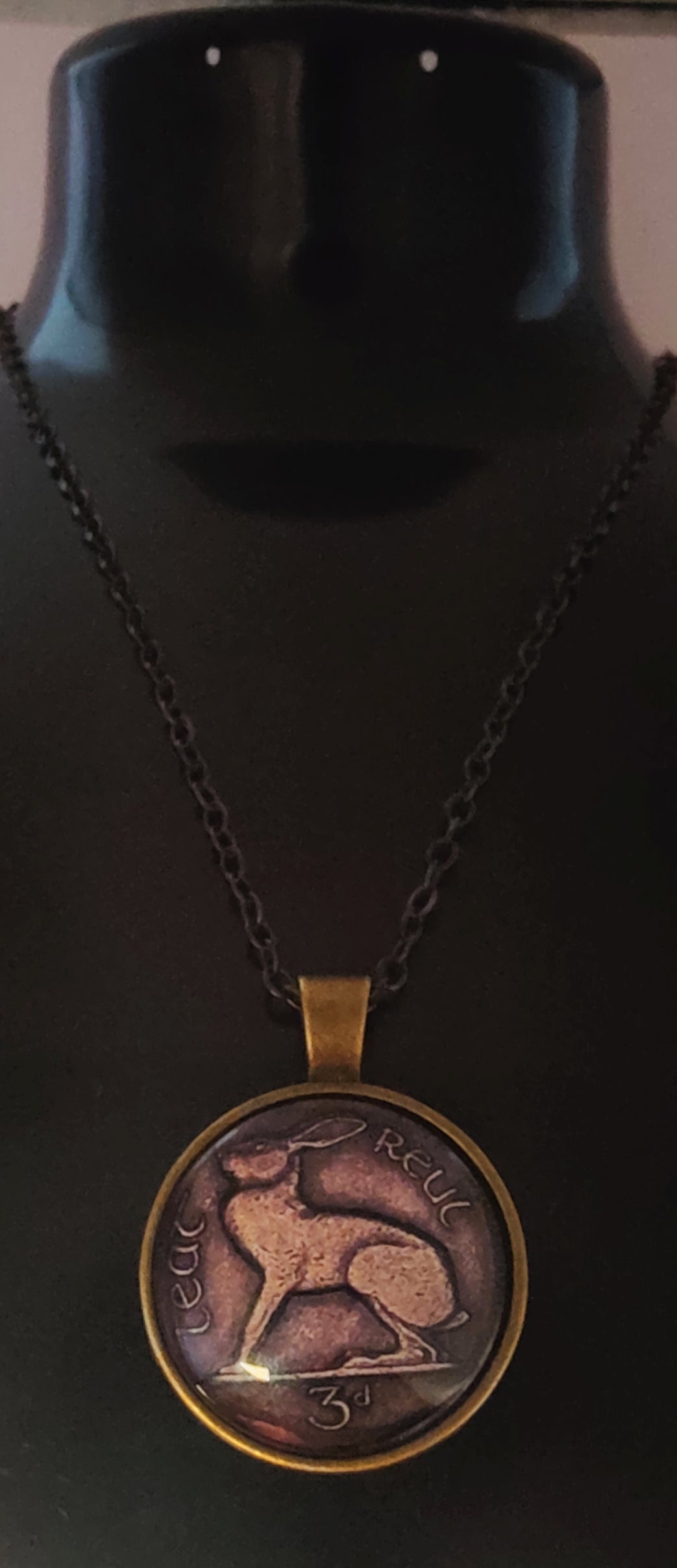 Lucky vintage Irish Threepenny pendant and chain