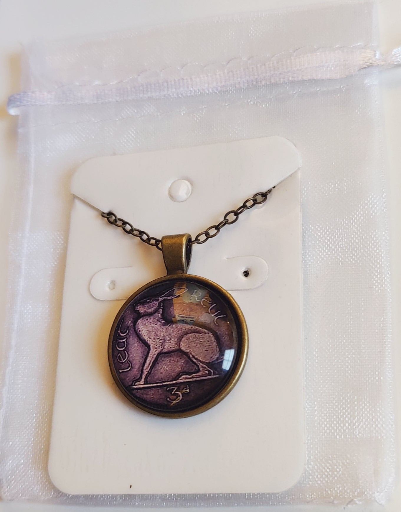 Lucky vintage Irish Threepenny pendant and chain