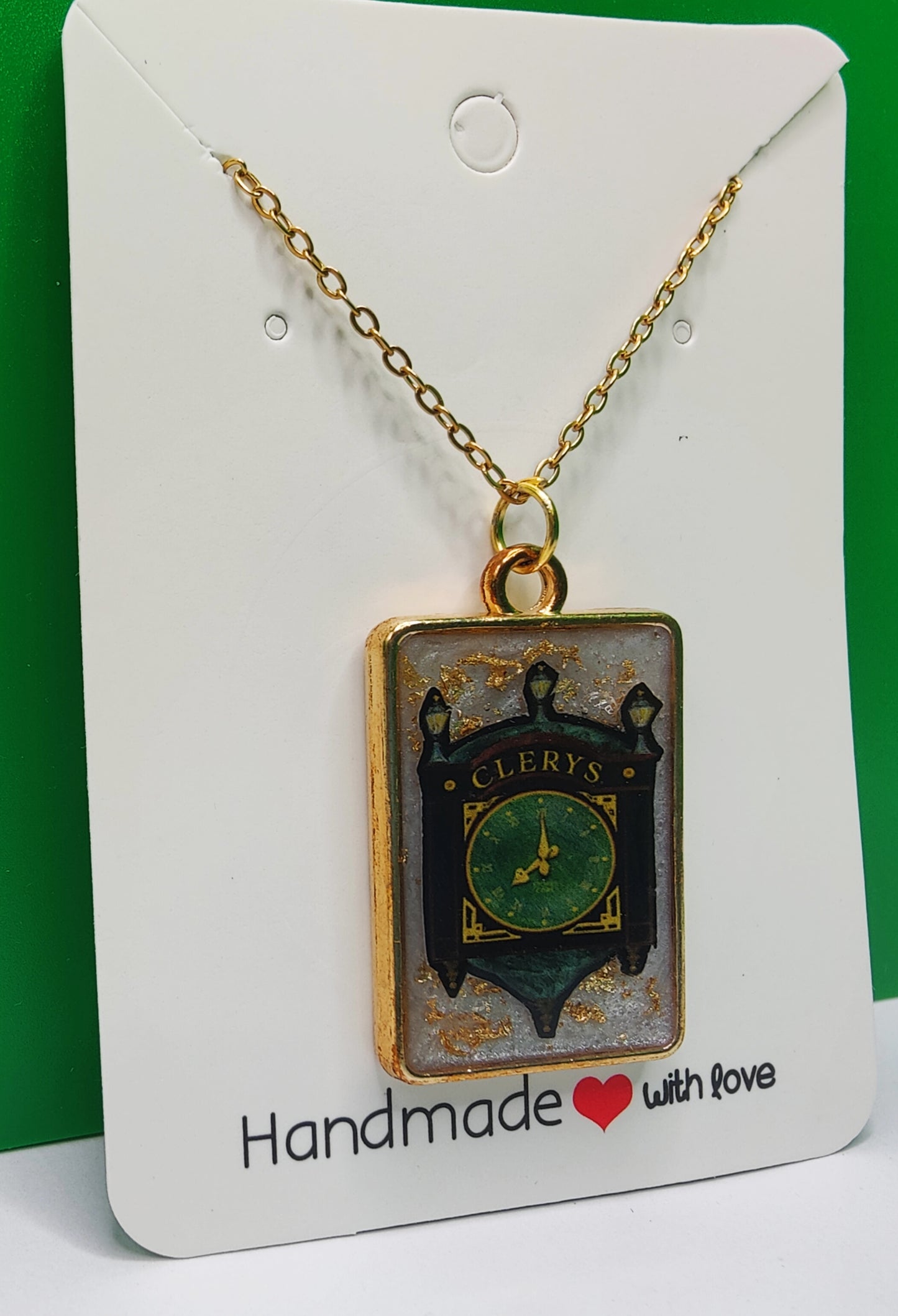 Beautiful Handmade Cleary's Clock (Dublin) Pendant Jewellery and Chain