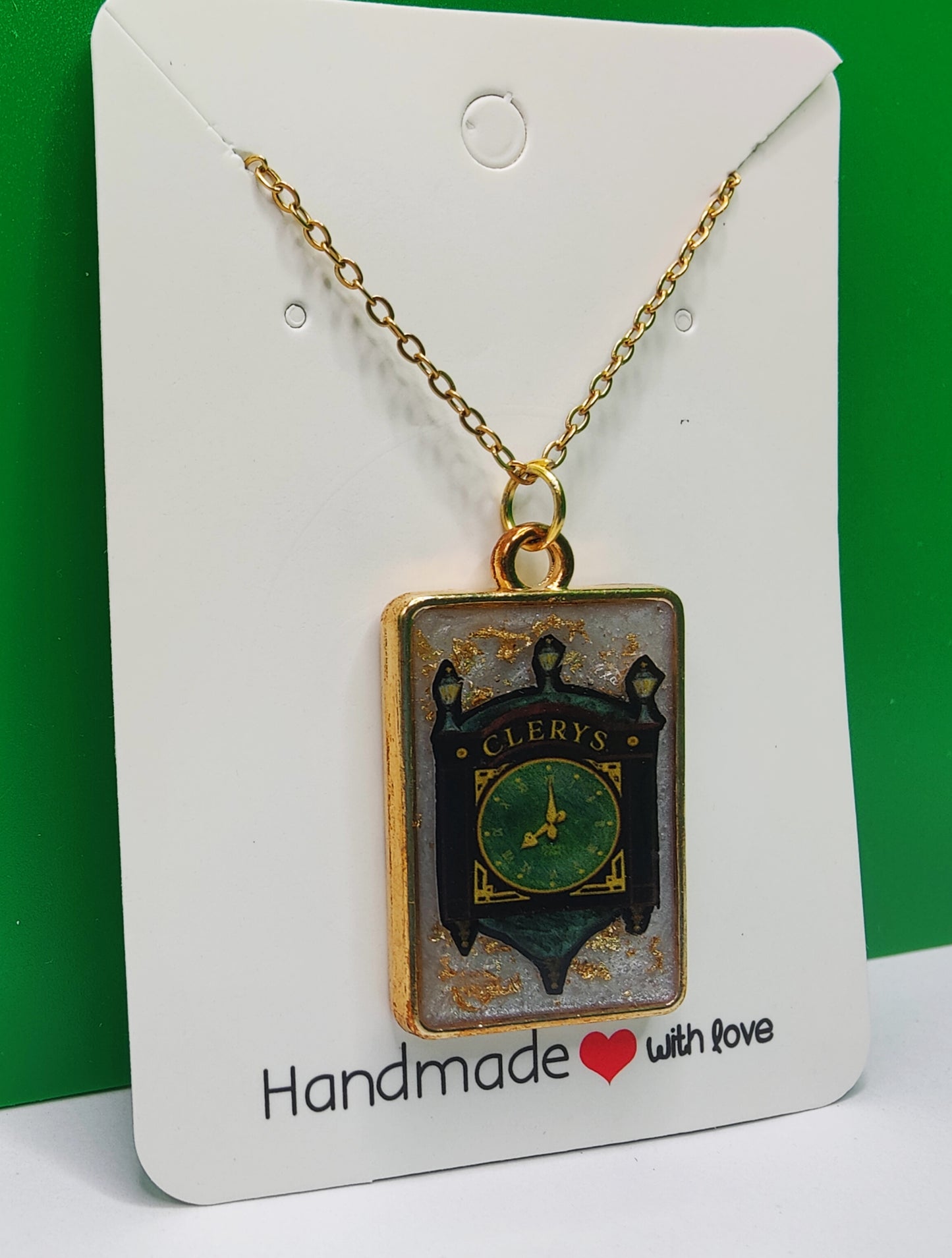 Beautiful Handmade Cleary's Clock (Dublin) Pendant Jewellery and Chain