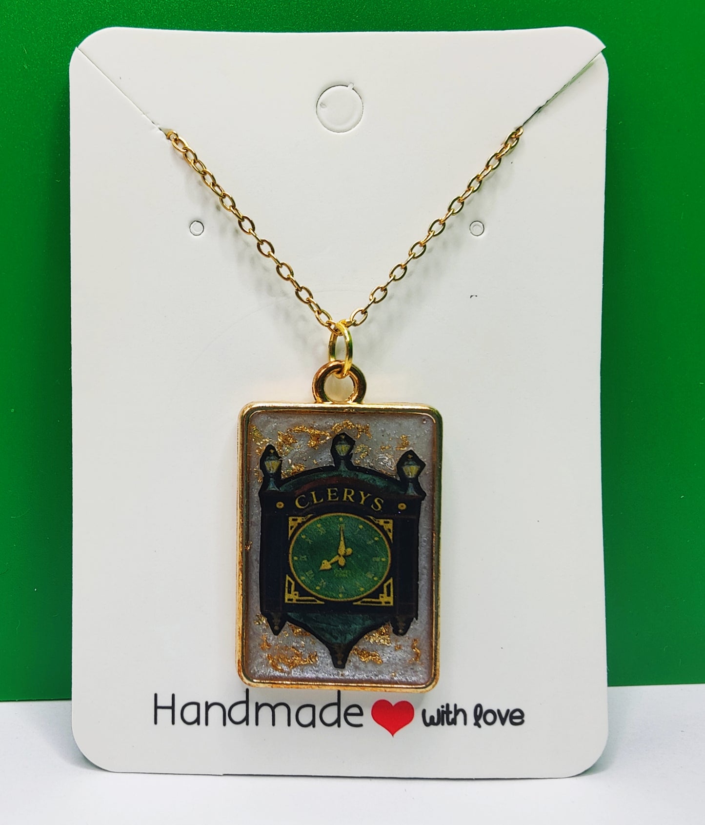 Beautiful Handmade Cleary's Clock (Dublin) Pendant Jewellery and Chain