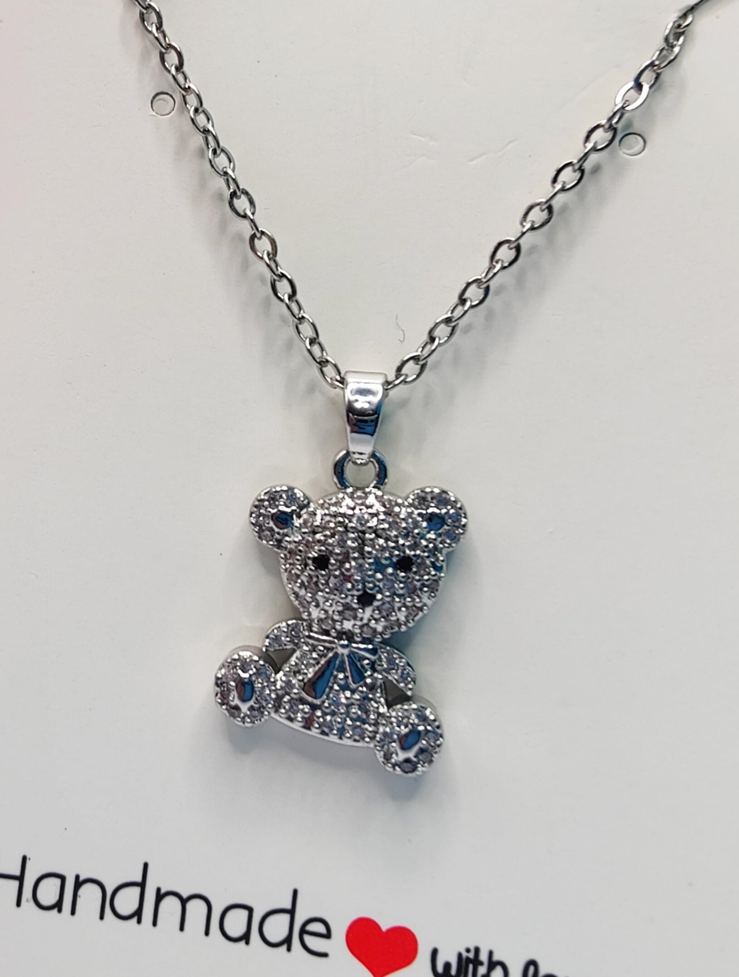 Cute Teddy Bear Pendant and Necklace