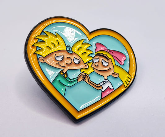 Hey Arnold and Helga Pataki Love Heart Enamel Pin