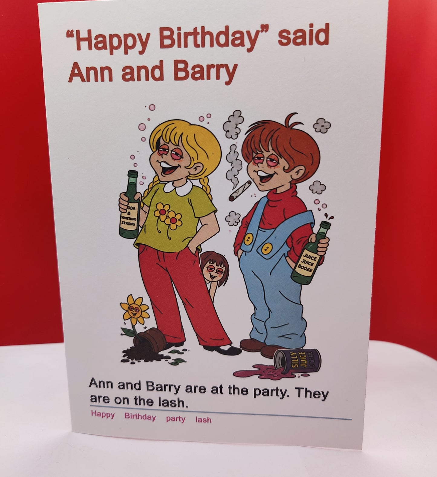Ann and Barry Humorous Happy Birthday Greeting Card (Nostalgic Irish Childhood school memories)