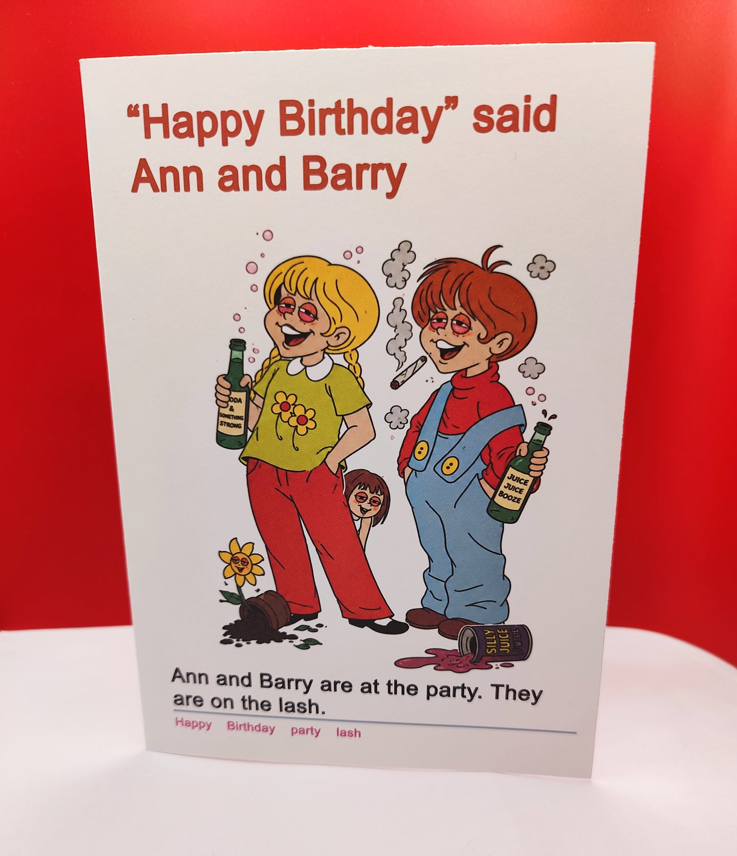 Ann and Barry Humorous Happy Birthday Greeting Card (Nostalgic Irish Childhood school memories)