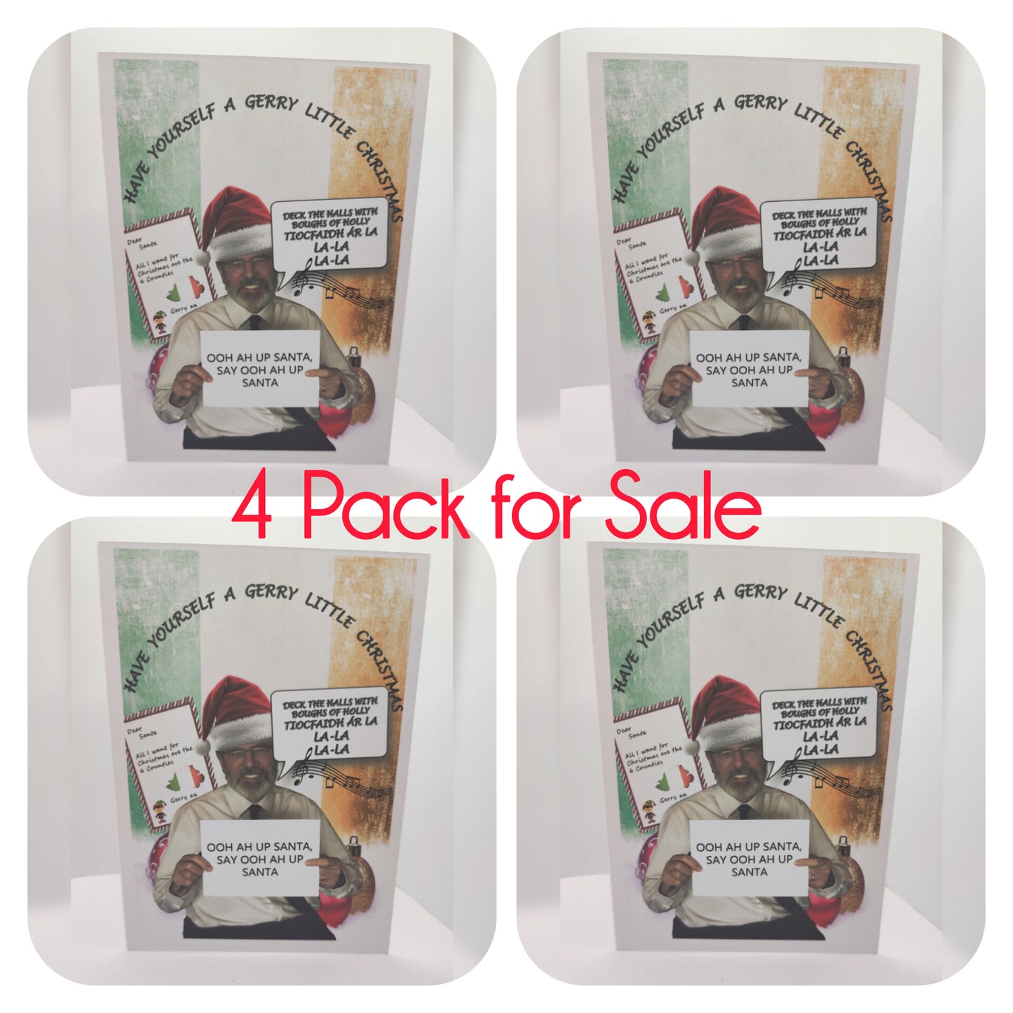 SALE ---- 4 Pack of Gerry Adams Christmas Greeting Cards--- Have yourself a Gerry Little Christmas