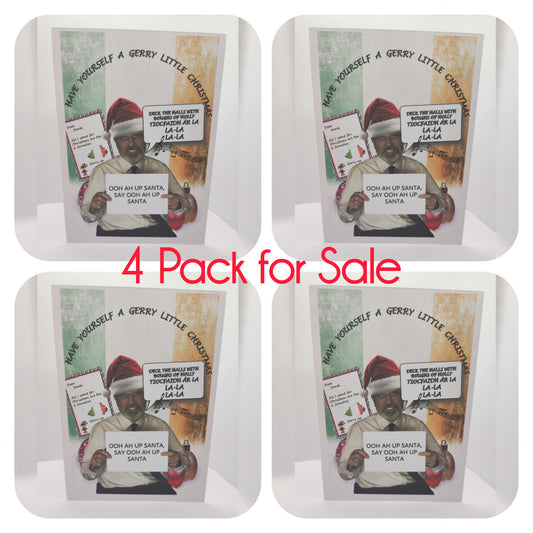 SALE ---- 4 Pack of Gerry Adams Christmas Greeting Cards--- Have yourself a Gerry Little Christmas